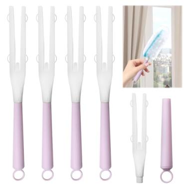 Imagem de Alças de espanador de substituição, 4 peças, alça extensível removível compatível com Swiffer Dusters, para limpeza de canto doméstica/hotel/escritório/dormitório/restaurante (apenas varas, roxo)