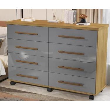 Imagem de Cômoda 8 Gavetas Primus Jade - Cinza / Mel