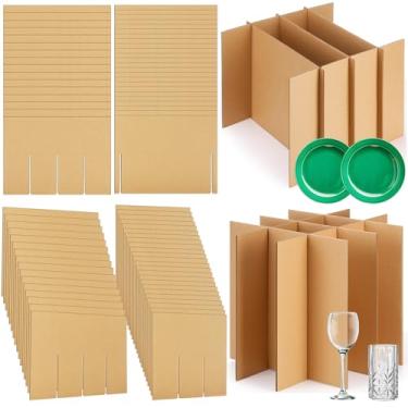 Imagem de Maitys 8 conjuntos de copos de caixa móvel e kits de divisores de pratos (caixa não incluída), caixas móveis para embalagem de pratos de vinho, divisórias de papelão para caixas