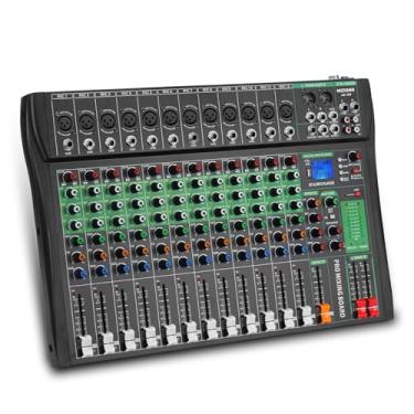 Imagem de MIZISNR Mixer De Áudio 12 Canais, Mesa Som Profissional, Música, Digital Para Dj Com Alimentação Fantasma 48 V, Interface Usb Bluetooth Mp3, Console Mixagem Estúdio Analógico (Ax-120)