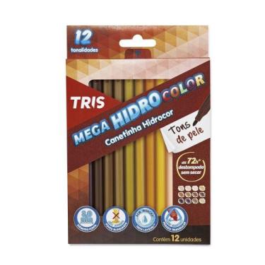 Imagem de Caneta Hidrocor TRIS Mega Hidro Color 12 Cores - Tons De Pele