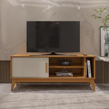 Imagem de Rack para Tv Até 55 Polegadas 1 Porta com Puxador em Madeira Maciça Ne