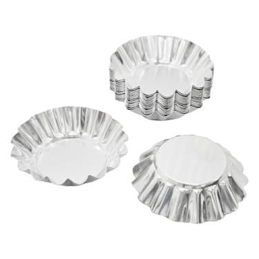 Imagem de pson 20 formas de torta de ovo de 6 cm, mini formas de torta de alumínio antiaderente para assar, tortas, cupcakes, muffins, pudim e sobremesas