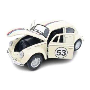 Imagem de Carrinho Fusca Ferro Fricção Metal Miniatura Herbie 53 Cor Creme - MEG