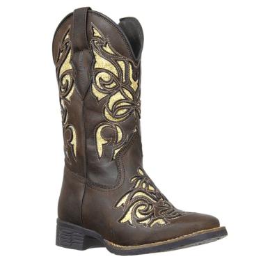 Imagem de Bota Feminina Bico Quadrado Marrom Cow Way 38401