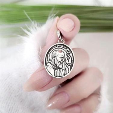 Imagem de Pingente prata 925 medalha são padre pio 2,4 cm - RICCHEZZA PRATA, Pra