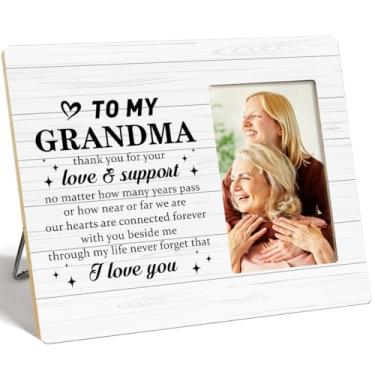 Imagem de OTINGQD Porta-retrato para avó, presentes para avó de netos, presente de Natal, aniversário e dia das mães para avó, Grandmother Never Forget That I Love You, porta-retrato de madeira