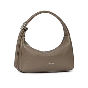 Imagem de BOSTANTEN Bolsa tiracolo pequena para mulheres, bolsa Hobo de couro vegano, bolsa de ombro moderna com alça ajustável, Cinza, 9.4" x 5.51" x 3.54", Bolsa tiracolo
