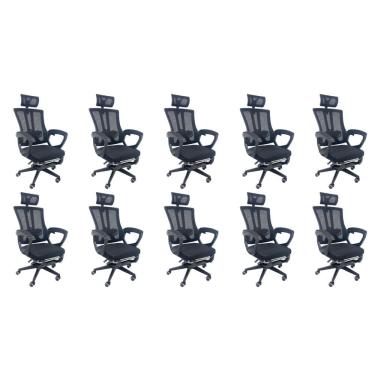 Imagem de Kit 10 Cadeiras de Escritório Presidente Executiva Oficial Paris Preto