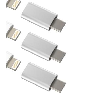 Imagem de Adaptador Lightning fêmea para carregador USB C macho (pacote com 3) Cabo de carregamento tipo C para Apple para iPhone 15 Pro Max para iPad compatível com Samsung Galaxy Note S10 S22 S23 Ultra Z Flip