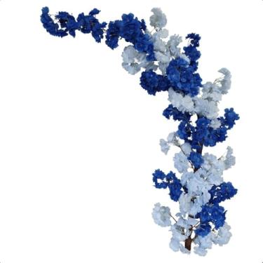 Imagem de Flores Artificiais Jardim Vertical Cerejeira Muro InglêS Pendente,Flores Artificiais Decorativas,Curvatura: 130cm, Largura: 25cm (Esquerda Azul)