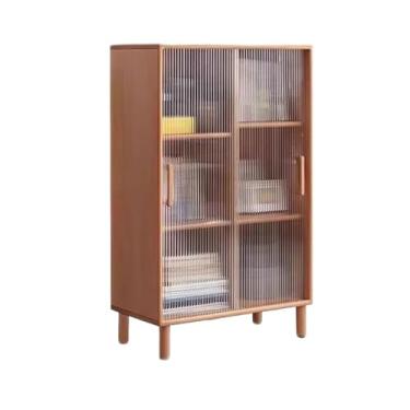 Imagem de ZzleoyuUUs-12 Estante de mesa com vários compartimentos, suporte organizador de madeira com porta de vidro deslizante, para escritório, livros, materiais de estudo, prateleira de exibição