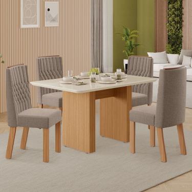 Imagem de Conjunto de Sala de Jantar Helena 1,20 com 4 Cadeiras Zilu 100% MDF Tuboarte