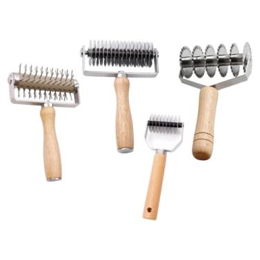 Imagem de SiaBiced 4 peças cortadores de rolo de treliça cortador de macarrão cortador de massa e docker para uso doméstico, restaurante, tortas, assados ​​de bife