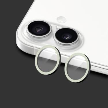 Imagem de Omorro Protetor de lente de câmera luminoso compatível com iPhone película ultrafina de vidro temperado à prova de choque branca
