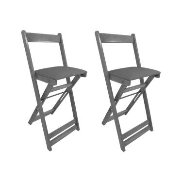 Imagem de Kit 2 Cadeiras Bistro Dobrável de Madeira Estofada Preta - Preto