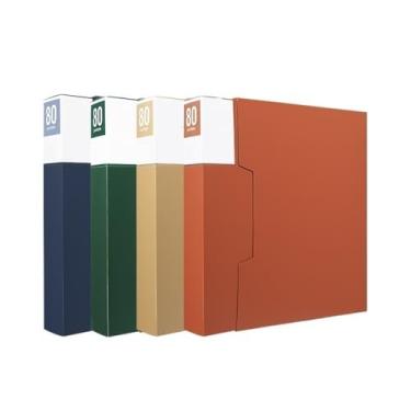 Imagem de Pastas de arquivo, 4 peças, pasta A4 multicamadas, 80 páginas, livro de informações com inserções transparentes, material de escritório, capa de arquivo de partitura