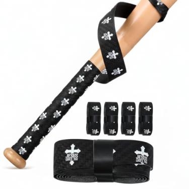 Imagem de Arrowbash 6 peças Faith Cross Baseball Taco Grip Tapes 1,8 mm pré-cortado e totalmente adesivo cristão Baseball Grip Tape religiosa antiderrapante fita envolvente para alças esportivas, softbol