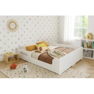 Imagem de Cama Montessoriana Infantil Casal Princesa Moderna 100% Mdf - Branco -
