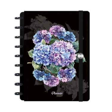 Imagem de Planner Iscool Disc 2026 Inteligente Datado Floriografia Preto Hortênsias