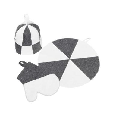 Imagem de Ｂｅｓｇａ Kit de acessórios para sauna com 3 peças, almofada de assento, chapéu de banho anti-calor, tapete para vaporário, chuveiro, banho, casa, spa,