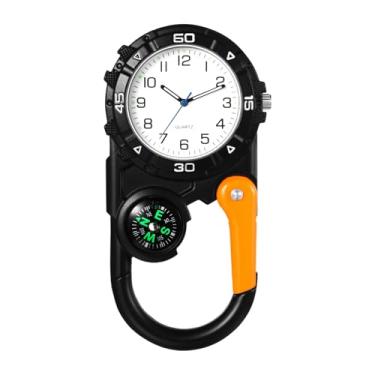 Imagem de JewelryWe Relógio mosquetão unissex Fob: relógios de bússola analógicos de quartzo preto para médicos, enfermeiros, chefes, paramédicos, escalada ao ar livre, esportes