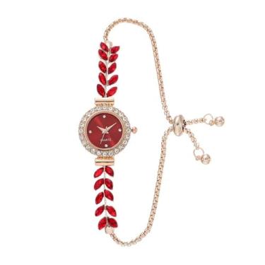 Imagem de MINILUJIA Relógio de pulso feminino elegante e luxuoso, presente para mulheres, com strass brilhante, analógico, pulseira fina, relógio feminino