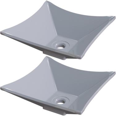 Imagem de Kit 02 Cubas de Apoio Quadrada Lux Para Banheiro Lavabo C01 L30 Cinza - Lyam Decor
