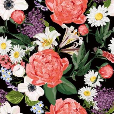 Imagem de Vários papéis de parede florais, papel de parede de vinil impermeável de 45 cm x 300 cm para quartos, cozinhas, vestiários, paredes, quadros de fundo, bancadas