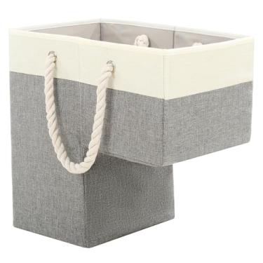 Imagem de JOUTYFOR Cesto Para Escadas Com Alça, Cestos Acarpetados E De Madeira, Degraus 16" Armazenamento, Lavanderia, Brinquedos, Roupas, Livros, Ferramentas, Revistas, Tábua Dura, Antiderrapante