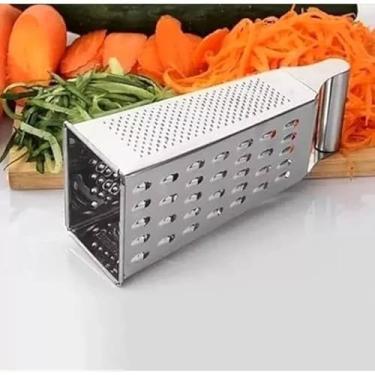 Imagem de 2 Unidades Ralador de Aço Inox 24cm 4 Faces Multiuso Queijo Legumes Verduras Cozinha