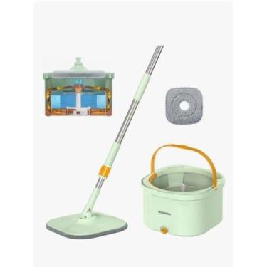 Imagem de Balde com Esfregão Mop Giratório Sistema Água Limpa E Suja Separada - 