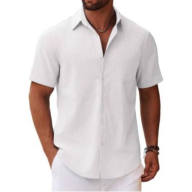 Imagem de Camisa masculina COOFANDY, manga curta, com botões, roupa de praia