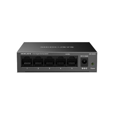 Imagem de MS105GS: Switch Gigabit de 5 portas MERCUSYS, com auto negociação, Auto-MDI/MDIX, caixa metálica, economia de energia, instalação fácil, plug and play, sem necessidade de configuração.