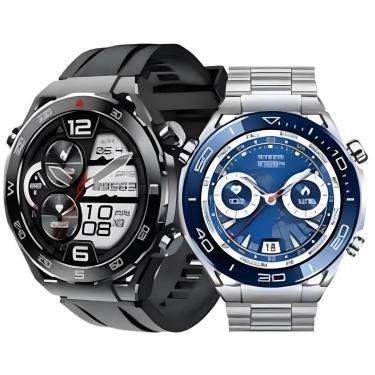 Imagem de Relogio Inteligente Masculino Smart Watch Redondo C/2 Pulseira Extra Android iOS Hw5 Max Original-Unissex