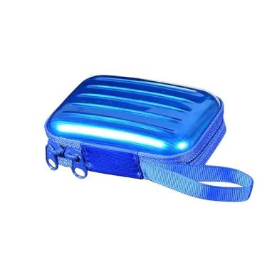 Imagem de Porta-cartão multifuncional com zíper, porta-moedas, caixa de armazenamento para fone de ouvido e batom, Azul, Tendência