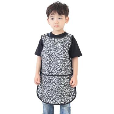 Imagem de Avental infantil Plie impermeável sem mangas com bolsos para idades de 1 a 8 anos da Plie, Black Leopard, Medium
