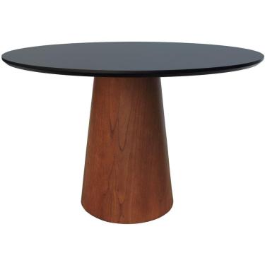 Imagem de Mesa De Jantar Base Cone Laminado Cinamomo Amêndoa Tampo 120 Laqueado Preto
