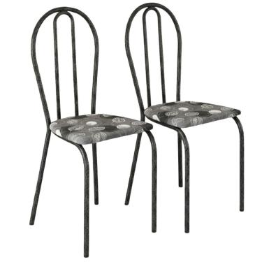 Imagem de Kit 02 Cadeiras Tubular America 004 Cromo Preto ARTEF