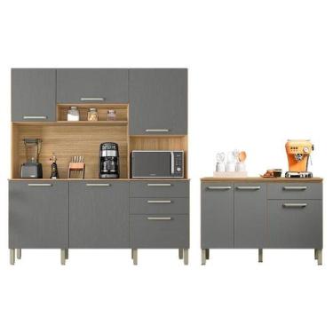 Imagem de Cozinha Ferrara com Balcão de Cozinha Versalhes Freijó Gris  Kits Para