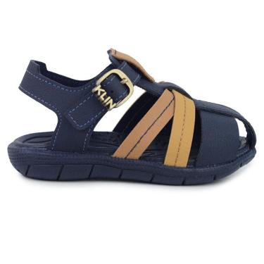 Imagem de Sandália Infantil Masculina Klin Azul e Marrom - 1712-Masculino