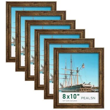Imagem de PEALSN Conjunto de 6 porta-retratos 20 x 25 cm, exiba imagens 12 x 17 com tapete ou 20 x 25 sem tapete, molduras para galeria de parede para montagem na parede ou mesa de mesa, marrom