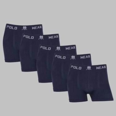 Imagem de Kit 5 Cuecas Boxer Polo Wear Microfibra Sem Costura Premium, Marinho, 