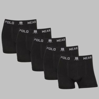 Imagem de Kit 5 Cuecas Boxer Polo Wear Microfibra Sem Costura Premium, Preto, G