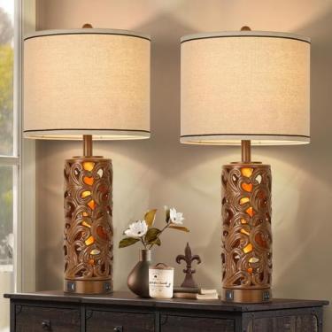 Imagem de Lâmpada AIDENOEY 27,5 polegadas Farmhouse Vintage Walnut, conjunto de 