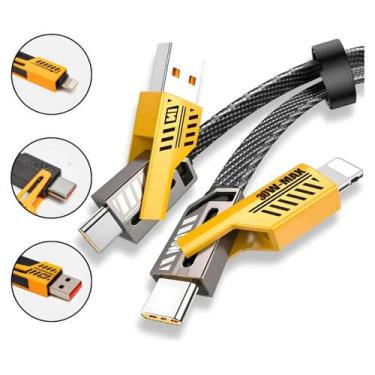 Imagem de Cabo Carregador 4 Em 1 Reforçado 1m USB Tipo C, iOS e Micro USB Rápido