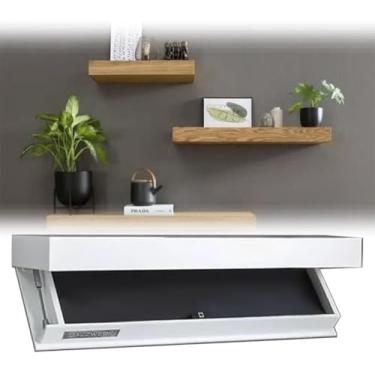 Imagem de Prateleira Magic Flap Designe Com Compartimento Secreto, Prateleira Flutuante Oculta, Prateleira Com Compartimento Secreto, Armazenamento Montado Na Parede Para Sala De Estar Ou, White, One Size