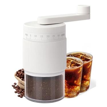 Imagem de Moedor de café manual com rebarba de cerâmica, capacidade de 40 g, 35 configurações ajustáveis, moedor manual portátil para expresso, prensa francesa, gotejamento, bebida fria, compacta e silenciosa