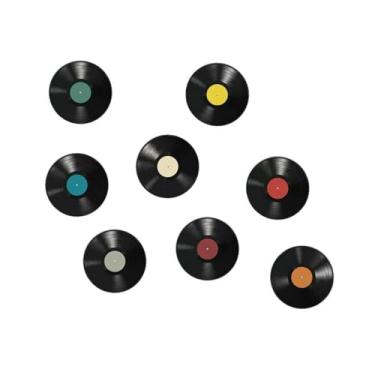 Imagem de 8 peças de adesivos de parede coloridos de 23 cm para decoração de discos de vinil, capa de álbum, pôsteres vintage, estética vintage dos anos 70, 80, 90, rock & roll, decoração de sala de música para