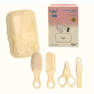 Imagem de Kit Cuidados Essenciais para Bebê com Estojo | Tesoura, Pente, Escova e Pinça de Segurança | Design Delicado e Bordas Arredondadas para Higiene Segura